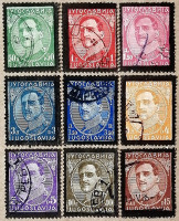 Набор почтовых марок (9 шт.). "Король Александр (траурный выпуск)". 1934 год, Королевство Югославия.