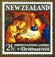 Почтовая марка. "Рождество". 1968 год, Новая Зеландия.