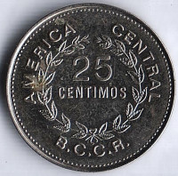Монета 25 сентимо. 1980 год, Коста-Рика.