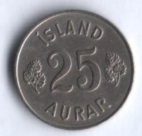 Монета 25 эйре. 1958 год, Исландия.