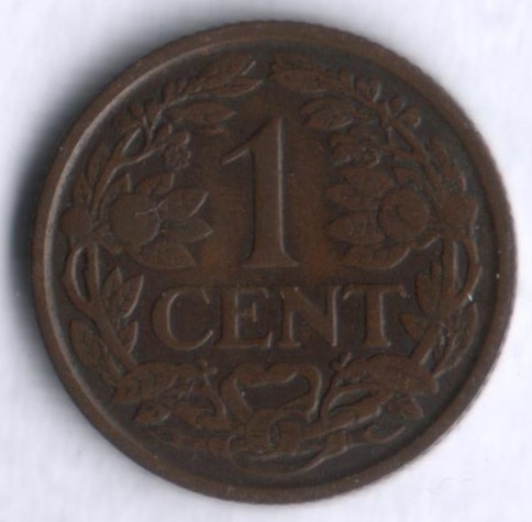 Монета 1 цент. 1929 год, Нидерланды.