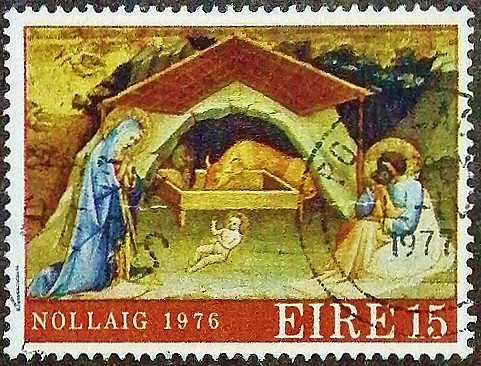 Почтовая марка (15 p.). «Рождество», Лоренцо Монако. 1976 год, Ирландия.