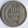 Монета 1 новый соль. 1992 год, Перу.