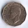Монета 3 пенса. 1937 год, Великобритания.
