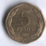 5 песо. 2000 год, Чили.