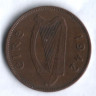 Монета 1/2 пенни. 1942 год, Ирландия.