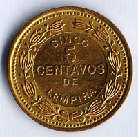 Монета 5 сентаво. 1989 год, Гондурас.