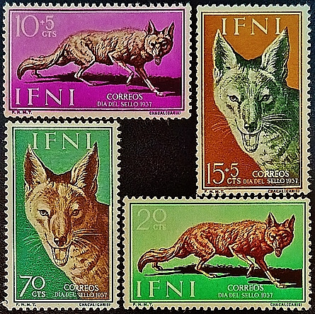 Набор марок (4 шт.). "День почтовой марки". 1957 год, Ифни.