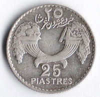 Монета 25 пиастров. 1929 год, Ливан.
