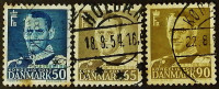 Набор почтовых марок (3 шт.). "Король Фредерик IX". 1950-1953 годы, Дания.