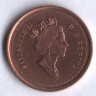 Монета 1 цент. 2001 год, Канада.