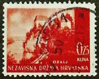Почтовая марка. "Замок Озалж". 1941 год, Хорватия.