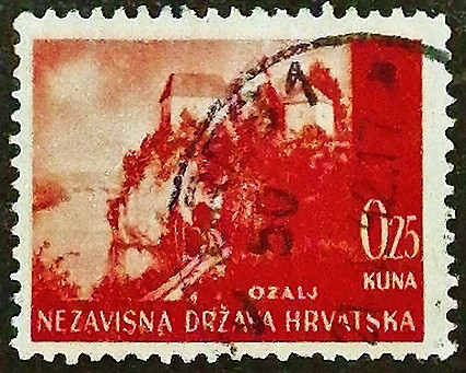 Почтовая марка. "Замок Озалж". 1941 год, Хорватия.