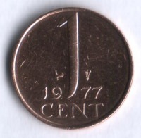 Монета 1 цент. 1977 год, Нидерланды.