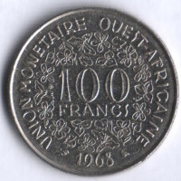 Монета 100 франков. 1968 год, Западно-Африканские Штаты.