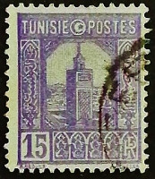 Почтовая марка (15 c.). "Большая мечеть в Тунисе". 1926 год, Тунис.