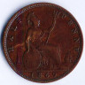 Монета 1/2 пенни. 1869 год, Великобритания.