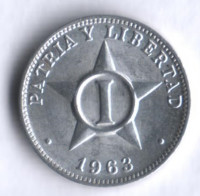 Монета 1 сентаво. 1963 год, Куба.