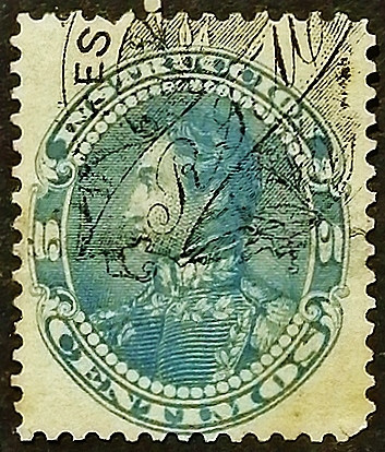 Марка фискальная (5 c.). "Симон Боливар ("Resellada")". 1900 год, Венесуэла.
