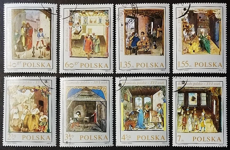 Набор почтовых марок (8 шт.). "Миниатюры из Кодекса Бехема". 1969 год, Польша.