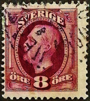 Почтовая марка (8 ö.). "Король Оскар II". 1903 год, Швеция.