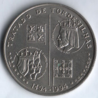 Монета 200 эскудо. 1994 год, Португалия. Тордесильясский договор.
