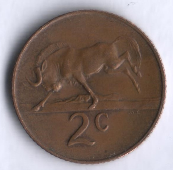 2 цента. 1968 год, ЮАР. South-Africa.