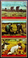 Набор марок (3 шт.) с блоками (2 шт.). "Знаменитые картины". 1972 год, Манама.