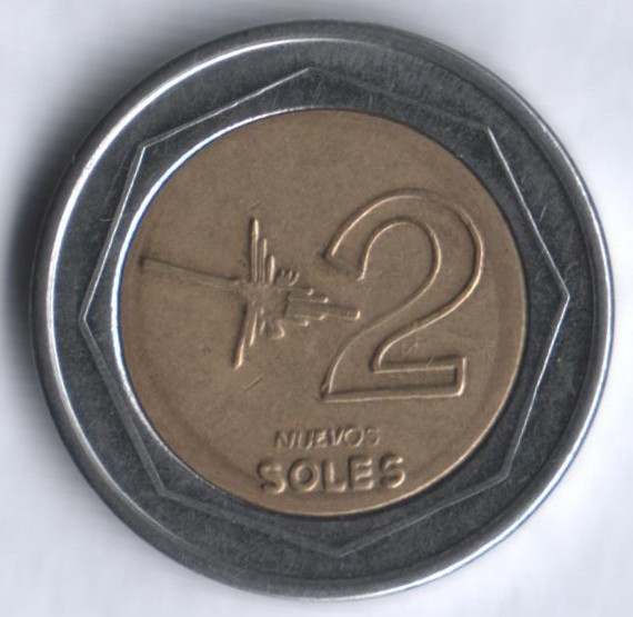 Монета 2 новых соля. 1994 год, Перу.