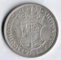 Монета 2⅟₂ шиллинга. 1953 год, Южная Африка.
