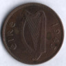 Монета 1/2 пенни. 1943 год, Ирландия.