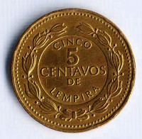 Монета 5 сентаво. 1993 год, Гондурас.