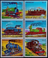 Набор марок (6 шт.). "Локомотивы". 1983 год, Парагвай.
