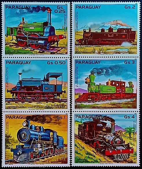 Набор марок (6 шт.). "Локомотивы". 1983 год, Парагвай.