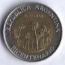 Монета 1 песо. 2010 год, Аргентина. 200-летие революции, национальный парк Эль-Пальмар.