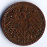 Монета 1 пфенниг. 1893 год (A), Германская империя.