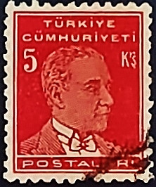 Почтовая марка (5 k.). "Кемаль Ататюрк". 1933 год, Турция.