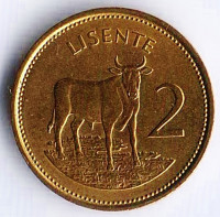 Монета 2 лисенте. 1979 год, Лесото.
