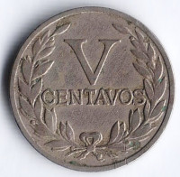 Монета 5 сентаво. 1938 год, Колумбия.