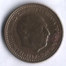 Монета 1 песета. 1947(48) год, Испания.