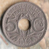 Монета 5 сантимов. 1919 год, Франция.