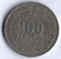 Монета 100 франков. 1969 год, Западно-Африканские Штаты.