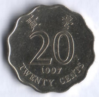Монета 20 центов. 1997 год, Гонконг.