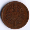Монета 2 пфеннига. 1876 год (C), Германская империя.