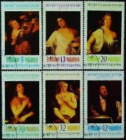 Набор почтовых марок (6 шт.). "500 лет со дня рождения Тициана". 1986 год, Болгария.