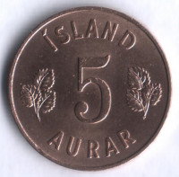 Монета 5 эйре. 1946 год, Исландия.