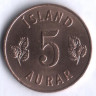 Монета 5 эйре. 1946 год, Исландия.