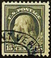Почтовая марка (15 c.). "Бенджамин Франклин". 1922 год, США.