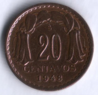 20 сентаво. 1948 год, Чили.