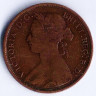 Монета 1/2 пенни. 1876(H) год, Великобритания.